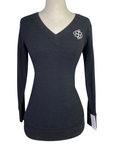 Two Bits Equestrian Bamboo V Neck Sweater in Black - Women's Small
