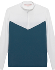 Hannah Childs 'Clarissa' Mesh Long Sleeve Zip Top in Deep Sea