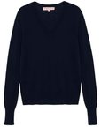 Hannah Childs 'Angelina Stripe' V-Neck Sweater in Midnight/White - Women's Small