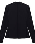 Hannah Child's 'Cameron' Rib Mock Neck Shirt in Pitch Black - Women's Medium