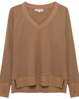 Hannah Childs 'Asher' Bamboo V Neck Sweatshirt in Latte