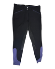 Dover Saddlery Wellesley Classic Piped Knee-Patch Breech in Black/Purple
