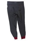 Dover Saddlery Wellesley Classic Piped Knee-Patch Breech in Grey/Burgundy