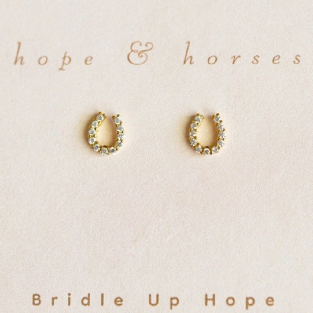 Bridle Up Hope Luxe Horseshoe Earrings in Yellow Gold