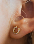 Bridle Up Hope Luxe Horseshoe Earrings in Yellow Gold