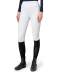 Equestrian Stockholm 'Jump Movement' Knee Patch Riding Tights in White - Women's Medium
