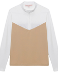 Hannah Childs 'Clarissa' Mesh Long Sleeve Zip Top in Latte
