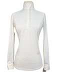 Essex Classics Beacon Hill Talent Yarn Long Sleeve Show Shirt in White/Purple Clover - Women's Large