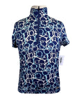 Kerrits Ice Fill Short Sleeve Shirt in Navy/Teal And White Bits