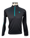 Ariat 'Tek Team Logo' 1/4 Zip Sweatshirt in Back & Teal
