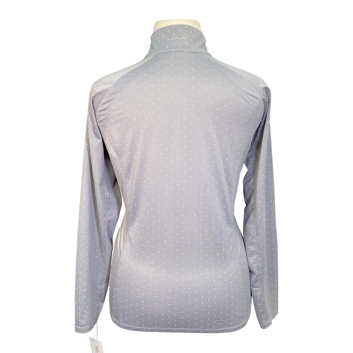 Ariat Girls Sunstopper 2.0 1/4 Zip Long Sleeve Shirt in Grey/White Polka Dots