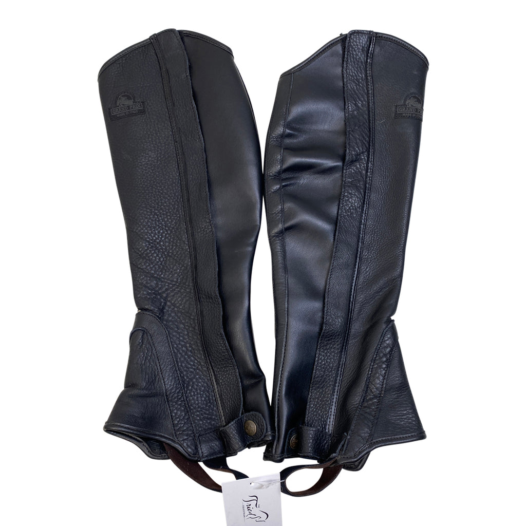 Grand Prix Full Italian Leather Half Chaps in Black