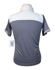 Belle & Bow Short Sleeve Show Polo in White/Grey