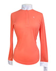 Horze Blaire Long-Sleeved Functional Competition Shirt in Pink/White
