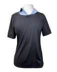 Callidae Short Sleeve Practice Shirt in Black/ Blue Heart Gingham