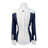 Back of Dover Saddlery Long Sleeve Show Shirt in White/Navy - Women's Medium