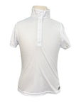 Front of Kerrits Kids 'Encore' Short Sleeve Show Shirt in White/Bit of Luck - Children's Small