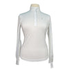 Horze Blaire Long-Sleeved Functional Competition Shirt in White/Striped Collar