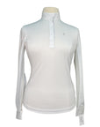 Horze Blaire Long-Sleeved Functional Competition Shirt in White/Striped Collar