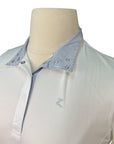 Horze Blaire Long-Sleeved Functional Competition Shirt in White/Striped Collar