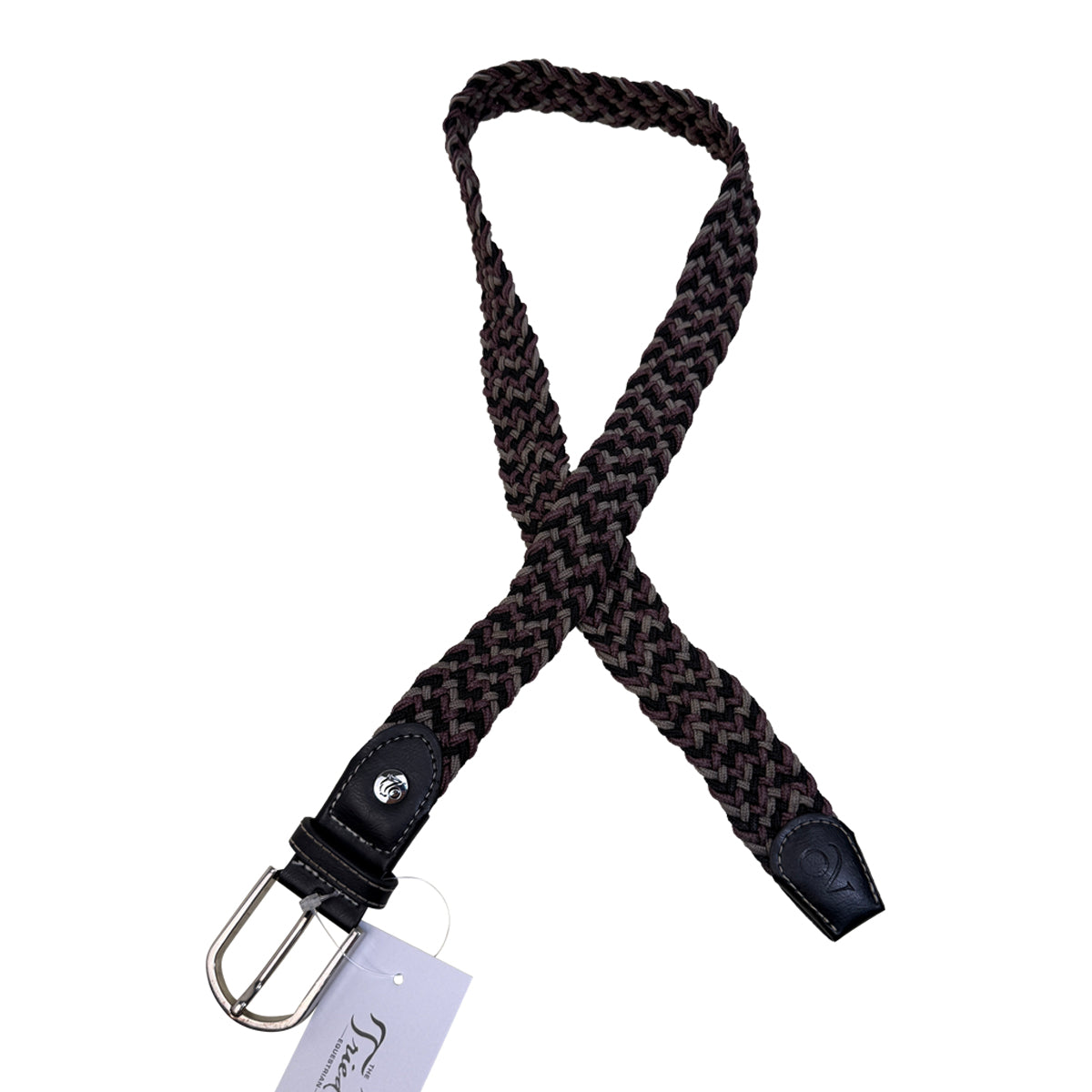 Ovation Braided Stretch Belt in Grey/Brown/Black