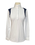 Cavalleria Toscana Jersey L/S Competition Shirt w/Perforated Shoulder Inserts in White w/Black