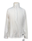 White collared long sleeve shirt on mannequin with white background.