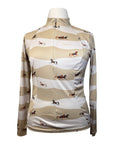 Espoir Quarter Zip Sun Shirt in Tan Stripe Horses