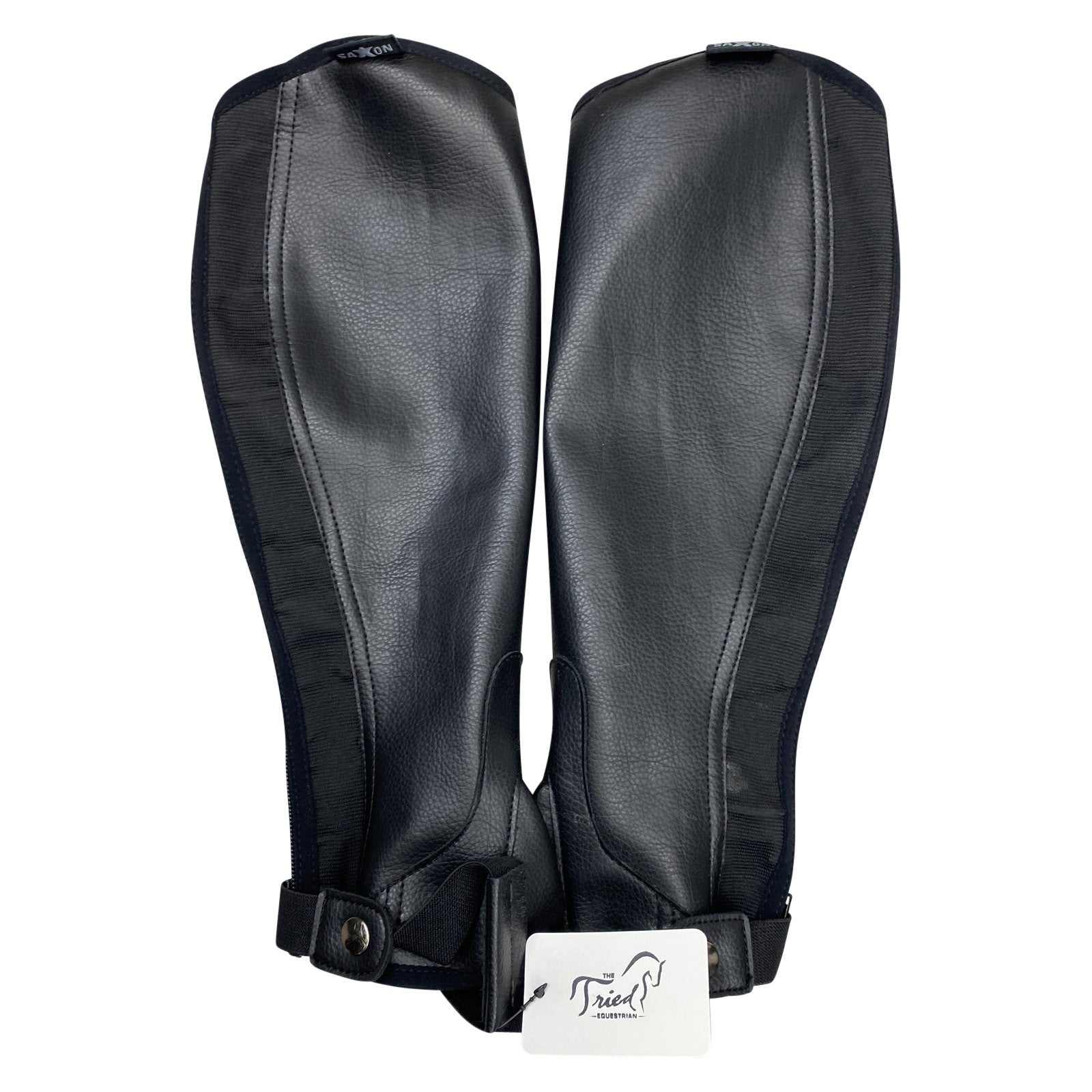Saxon Equileather Half Chaps in Black - CL (Children's Large)