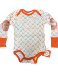 Mini Britches Long Sleeve Onesie in Orange Horse Shoe