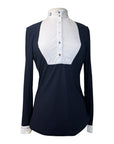 Cavalleria Toscana Bib Show Shirt in Navy Pinstripe/White