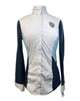 Asmar Equestrian Mesh Long Sleeve Show Shirt in White/Teal