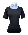 Callidae Short Sleeve Practice Shirt in Black/Blue Heart Gingham