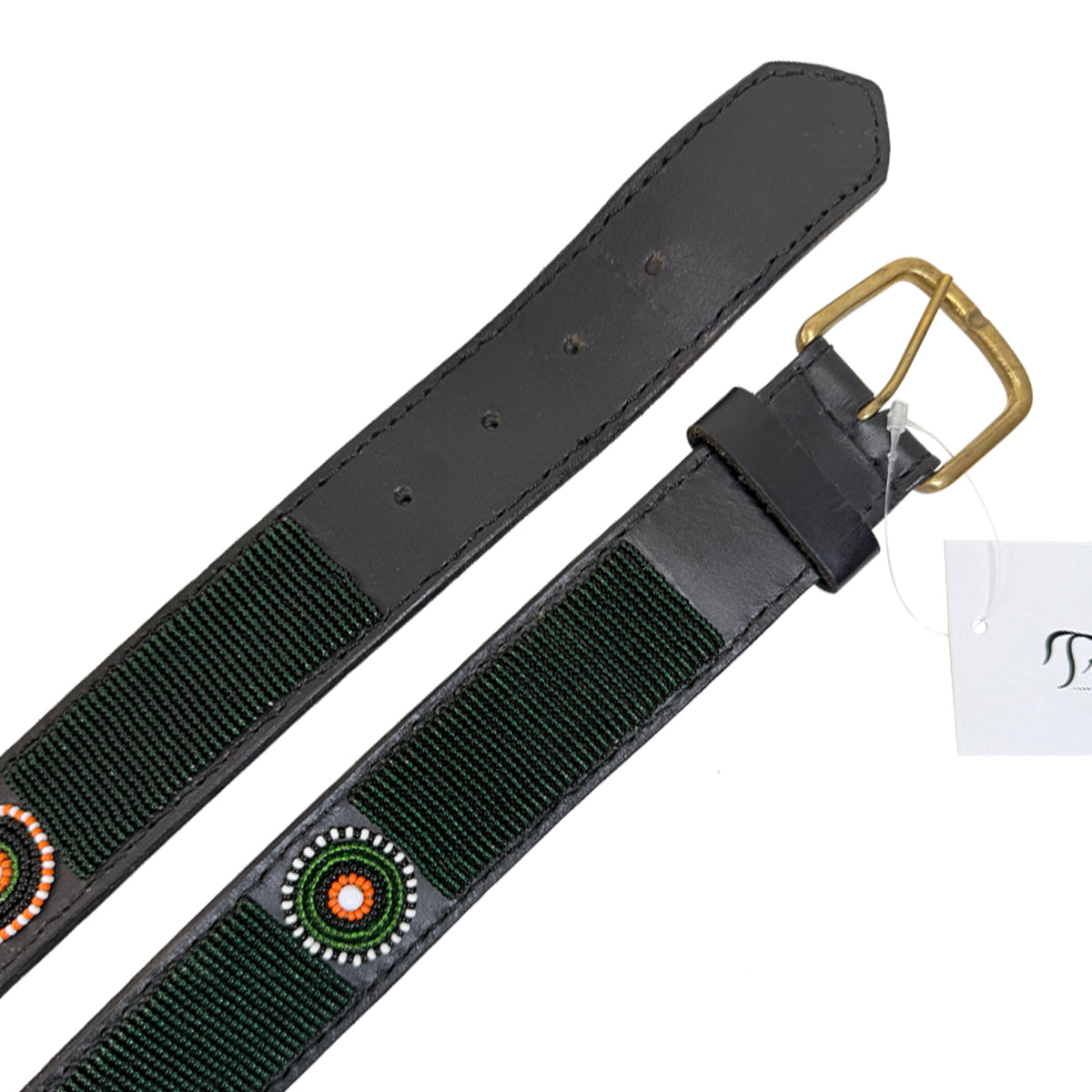 Women’s 30” Brown Leather Kenyan Collection Beaded Horseback Riding Belt Kenyan Collection Beaded Belts- Equestrian Belts main image 2