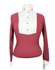 Cavalleria Toscana Bib Show Shirt in Burgandy/White