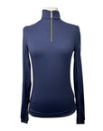 Kastel Long Sleeve Shirred Shoulder Shirt in Navy