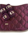 Equestrian Stockholm Dressage Pad & Polo Wrap Set in Merlot Gold
