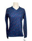 Espoir V-Neck Sweater in Navy/Tack Print