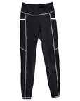 Riding Sport 'Poppy' Full Seat Tights in Black/White Stitching