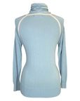 Back of Essex Classics Funnel Neck Sweater in Country Blue - Women's Large