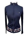 Ronner Zip Up Sweater in Navy/Bits