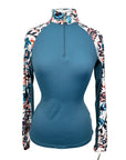 Kastel Long Sleeve 1/4 Zip in Peacock/Watercolor Paisley