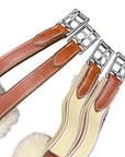 Sheepskin Lined Fancy Stitched Leather Girth in Chestnut