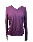 Hannah Childs 'Angelina' V-Neck Sweater in Aubergine