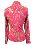 Ibkul Solid Long Sleeve Mock Neck Top in Red Tack