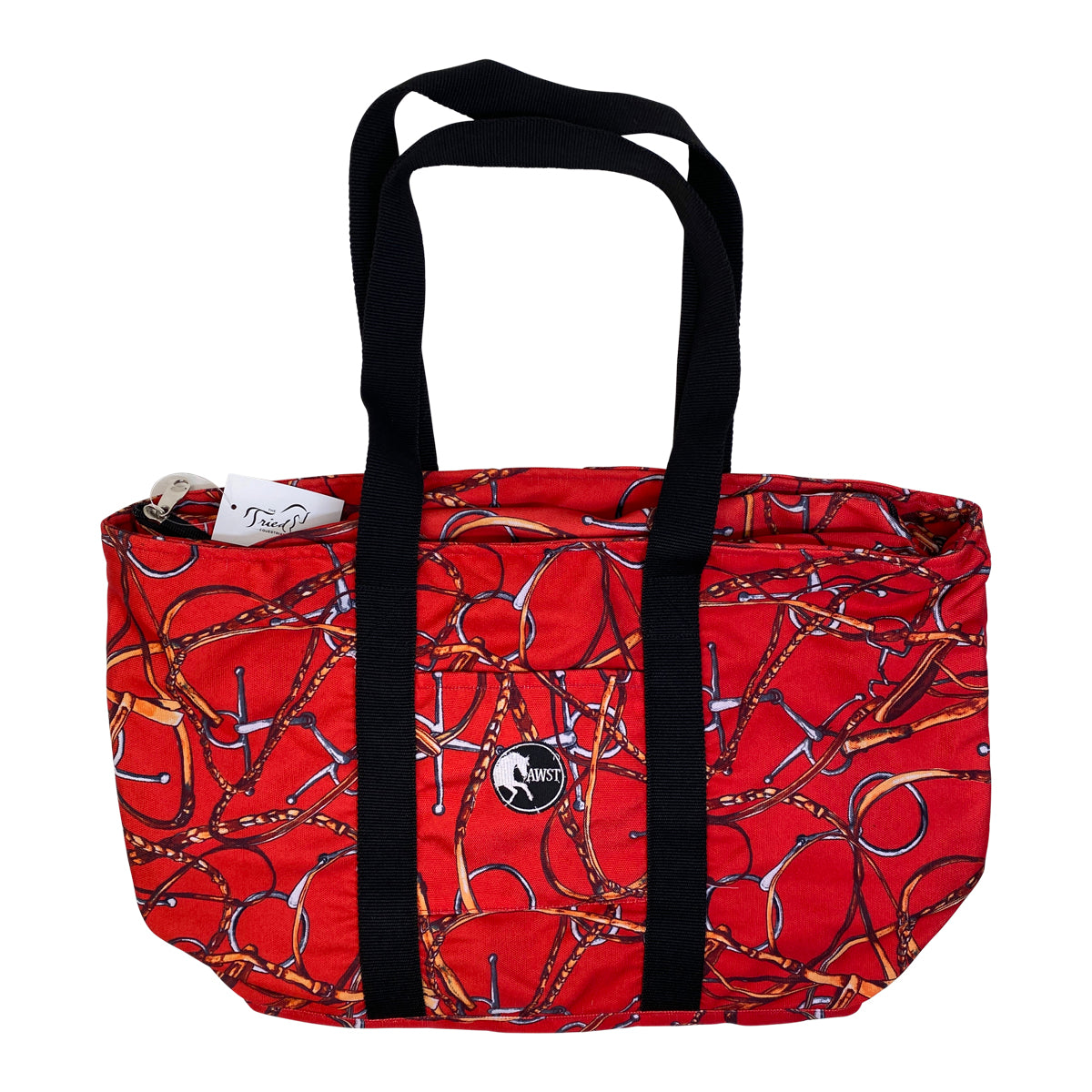 AWST Int'l Lila Snaffle Bit Bridles Tote Bag in Red w/Snaffle Bits and Bridles 