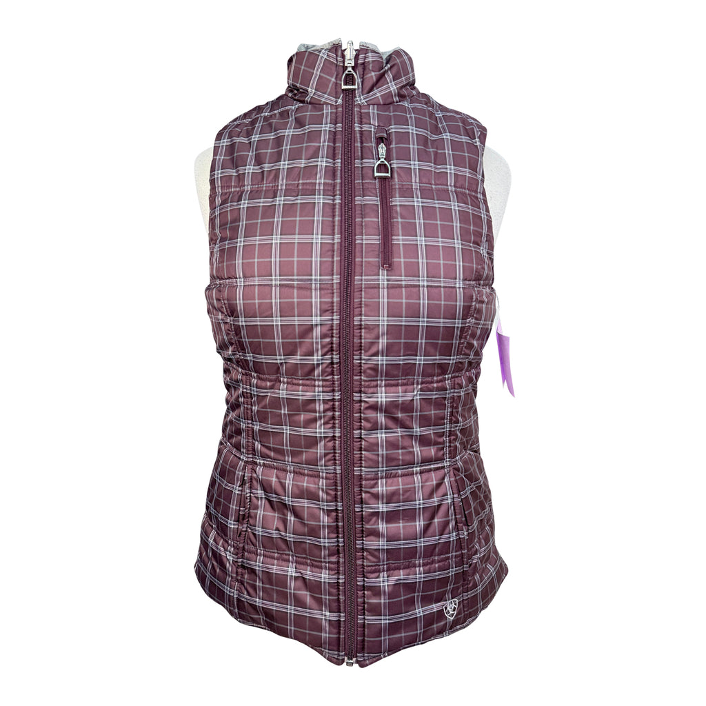 Ariat Reversible Puffer Vest  in Purple Plaid/Grey