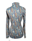 Back of Dover Saddlery 'Libby' LuxTech Long Sleeve Shirt in Ensign Blue Paisley - Women's XL