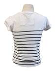 Penelope 'Harlem' Lurex T-Shirt in White and Navy