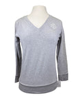 Two Bits Equestrian Bamboo V-Neck Sweater in Heather Grey